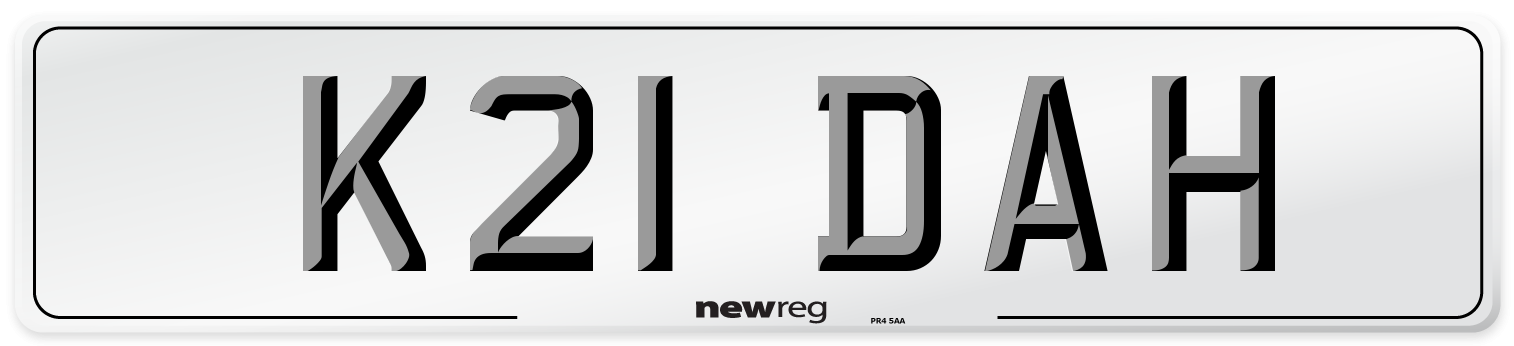 K21 DAH Number Plate from New Reg